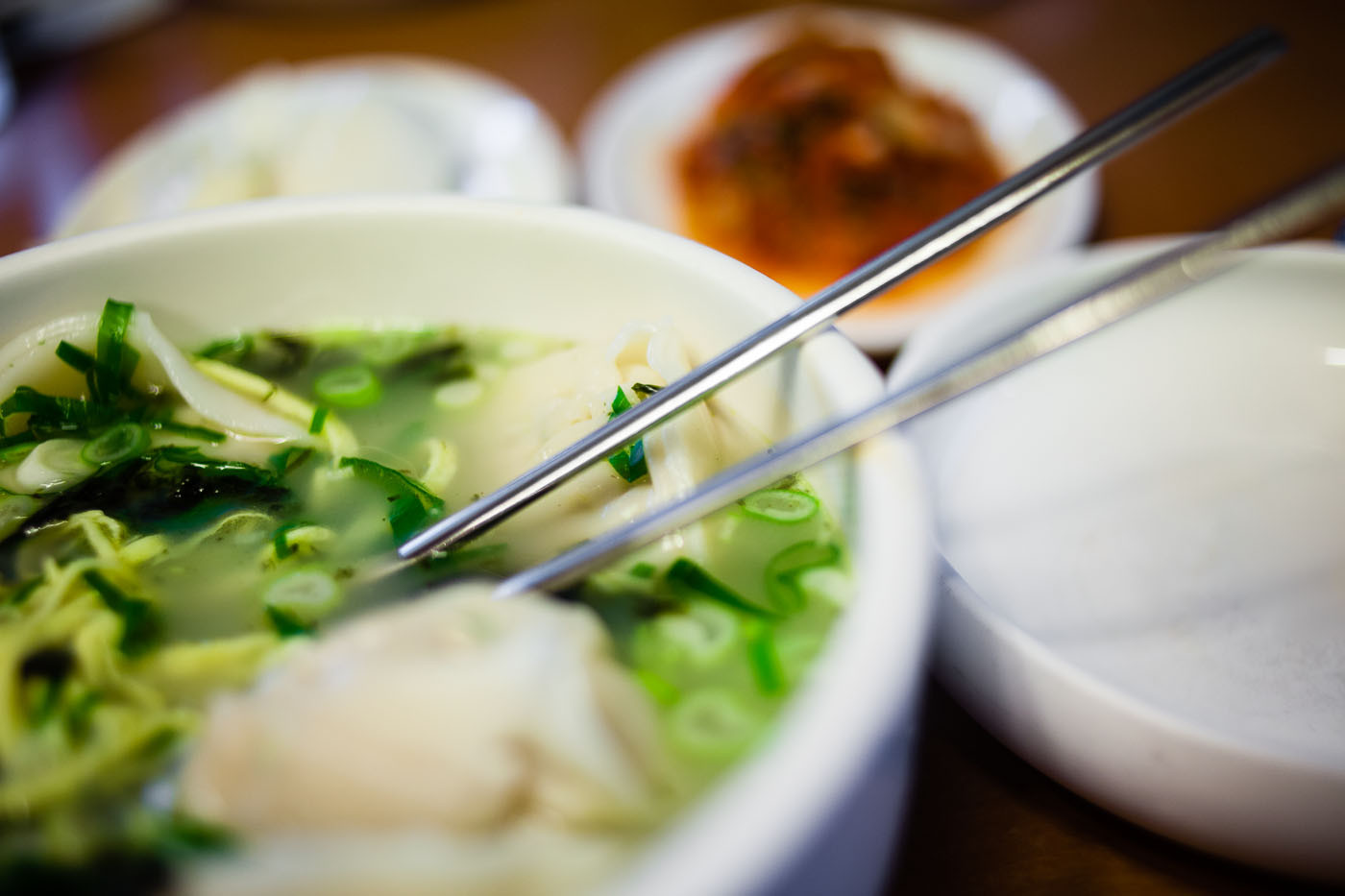 Mandu Guk (dumpling soup) in a restaurant in Seoul, South Korea