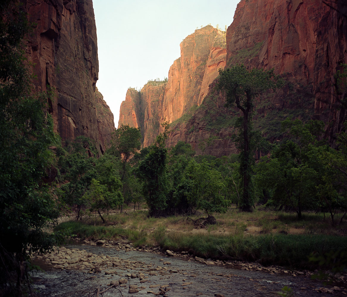 Landscape near the south end of the Narrows in Zion National Park, Utah