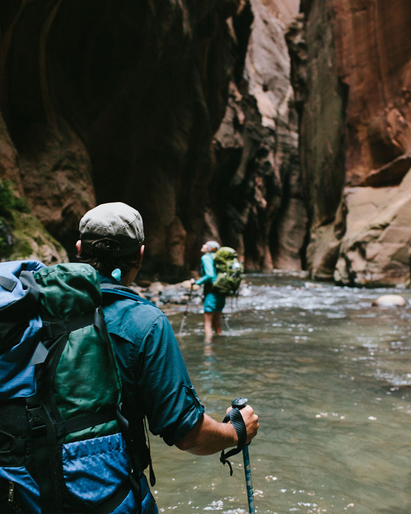 Hikers in the Narrows, Zion National Park, Utah
